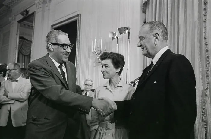 Framed Print : President Johnson and Judge Marshall Framed Print : President Johnson and Judge Marshall