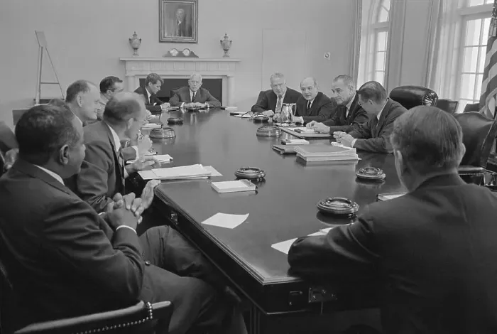 Framed Print : President Johnson Meeting with National Security Council Framed Print : President Johnson Meeting with National Security Council