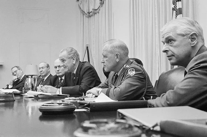 Framed Print : President Johnson Meets with General Abrams Framed Print : President Johnson Meets with General Abrams