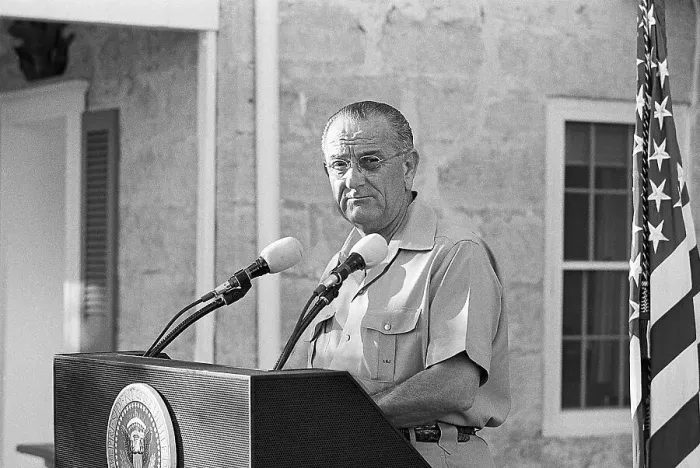 Framed Print : President Johnson at Podium Framed Print : President Johnson at Podium