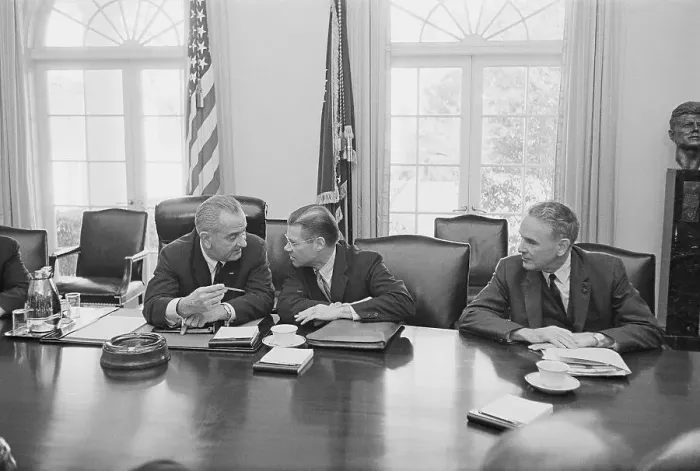 Framed Print : President Johnson With Robert McNamara and Maxwell Taylor Framed Print : President Johnson With Robert McNamara and Maxwell Taylor
