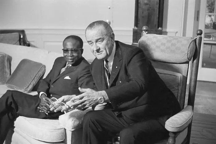 Framed Print : President Johnson With Senghor Framed Print : President Johnson With Senghor