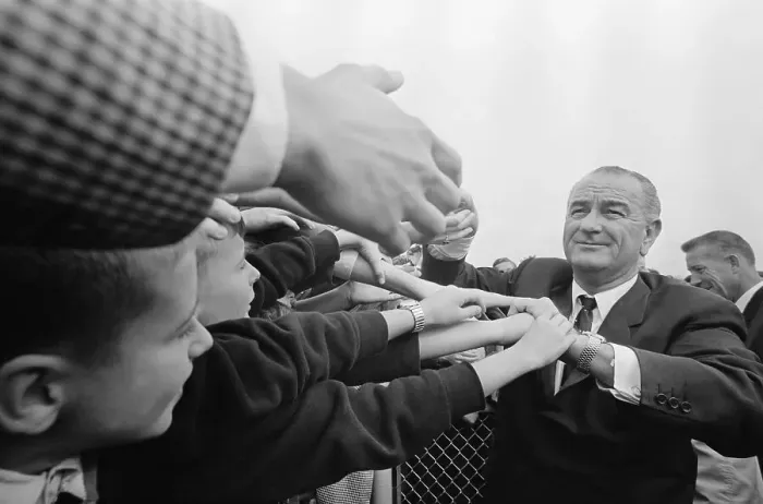 Framed Print : President Johnson Shaking Hands with People Framed Print : President Johnson Shaking Hands with People