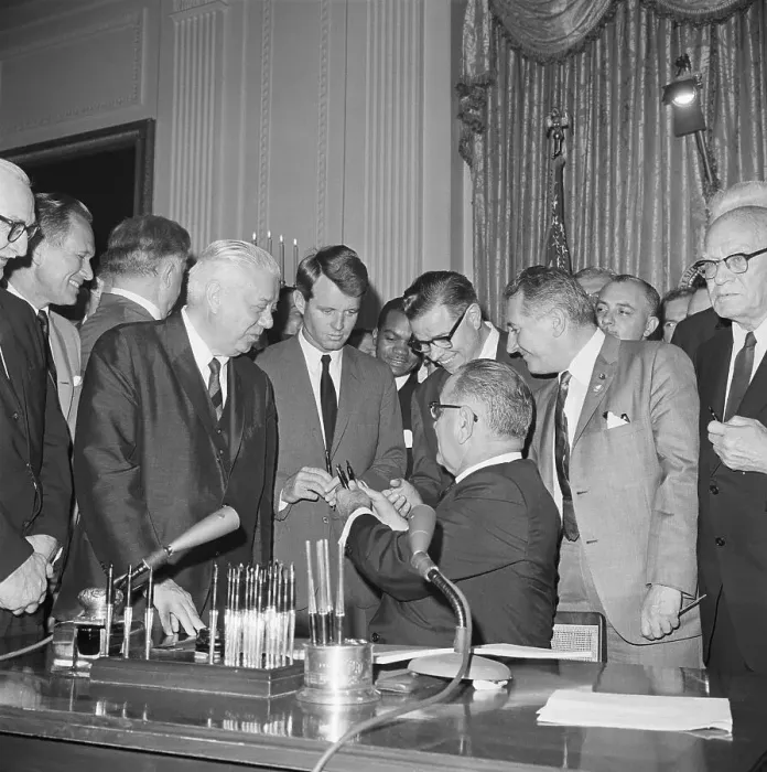 Framed Print : President Johnson Signing Civil Rights Bill Framed Print : President Johnson Signing Civil Rights Bill
