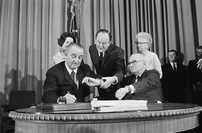 Framed Print : President Johnson Signing Medicare Bill