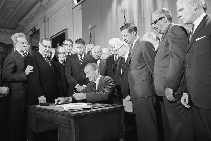 Framed Print : President Johnson Signs Civil Rights Bill Framed Print : President Johnson Signs Civil Rights Bill