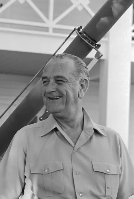 Framed Print : President Johnson Smiling to Reporters Framed Print : President Johnson Smiling to Reporters