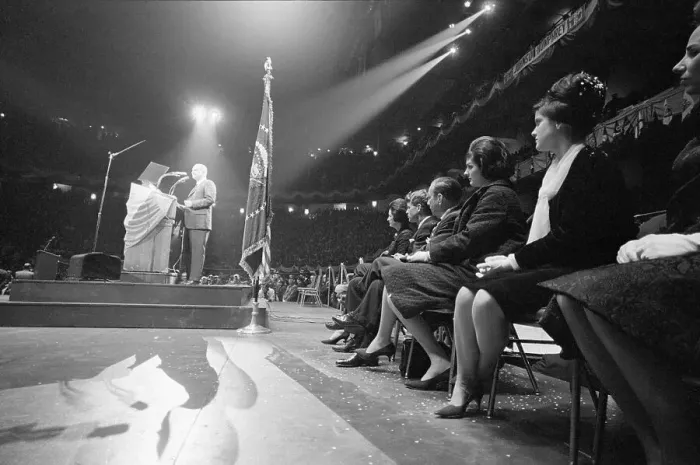 Framed Print : President Johnson Speaking to Everyone Framed Print : President Johnson Speaking to Everyone