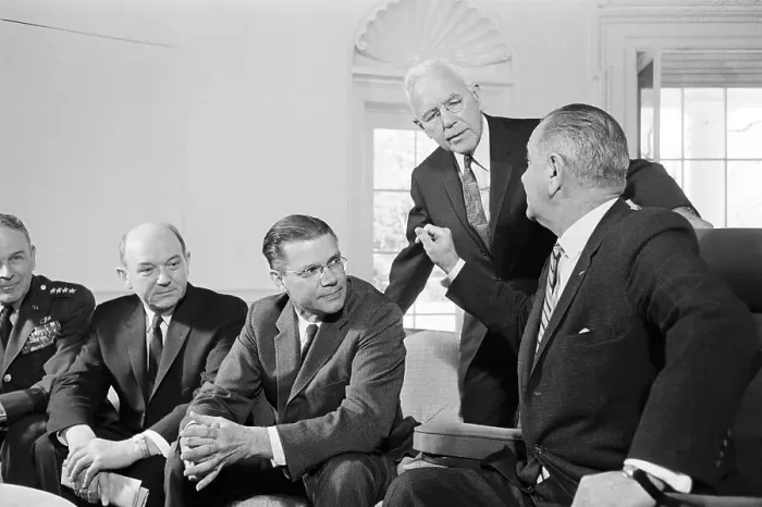 Framed Print : President Johnson With Vietnam War Advisors Framed Print : President Johnson With Vietnam War Advisors