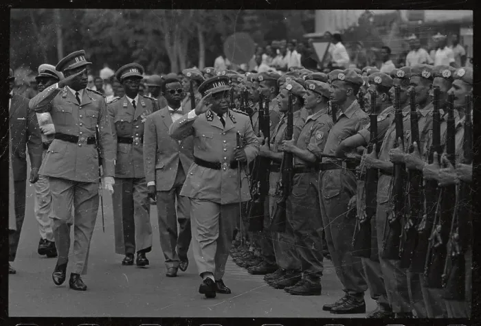 Framed Print : President Kasavuba Saluting Troops