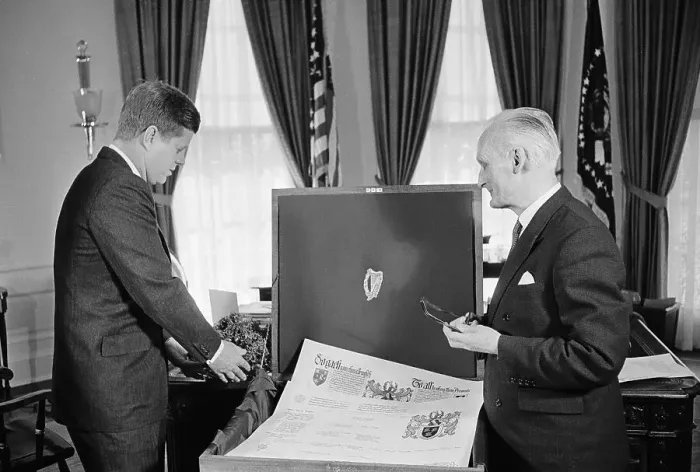 Framed Print : President Kennedy Accepting Basket of Shamrocks Framed Print : President Kennedy Accepting Basket of Shamrocks