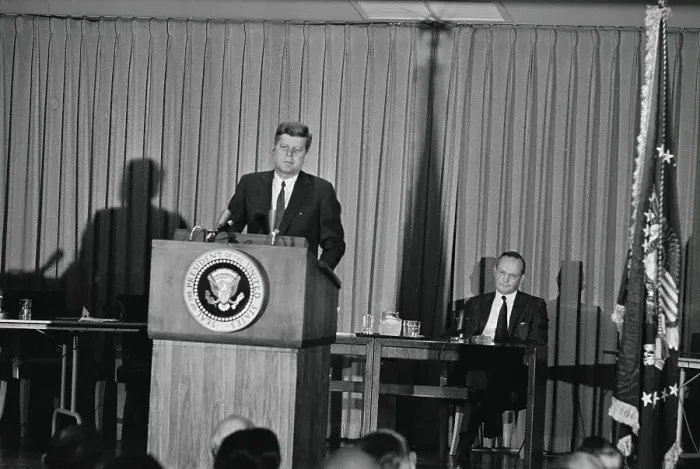Framed Print : President Kennedy Addressing a Council Framed Print : President Kennedy Addressing a Council