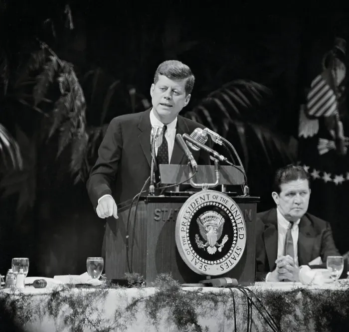 Framed Print : President Kennedy Addressing an Issue Framed Print : President Kennedy Addressing an Issue