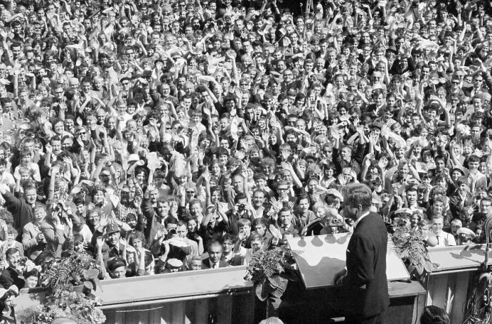 Framed Print : President Kennedy Addressing West Berlin Crowds Framed Print : President Kennedy Addressing West Berlin Crowds