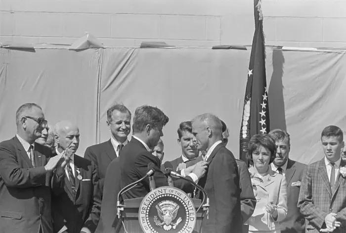 Framed Print : President Kennedy Awarding John Glenn Framed Print : President Kennedy Awarding John Glenn