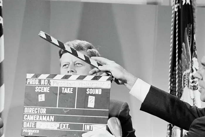 Framed Print : President Kennedy and Clapboard Framed Print : President Kennedy and Clapboard