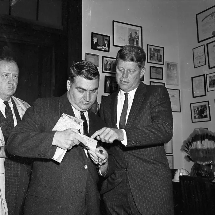 Framed Print : President Kennedy Conferring With Pierre Salinger Framed Print : President Kennedy Conferring With Pierre Salinger