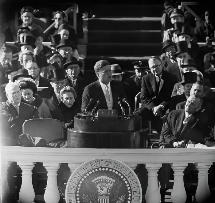 Framed Print : President Kennedy Delivering Inauguration Speech Framed Print : President Kennedy Delivering Inauguration Speech