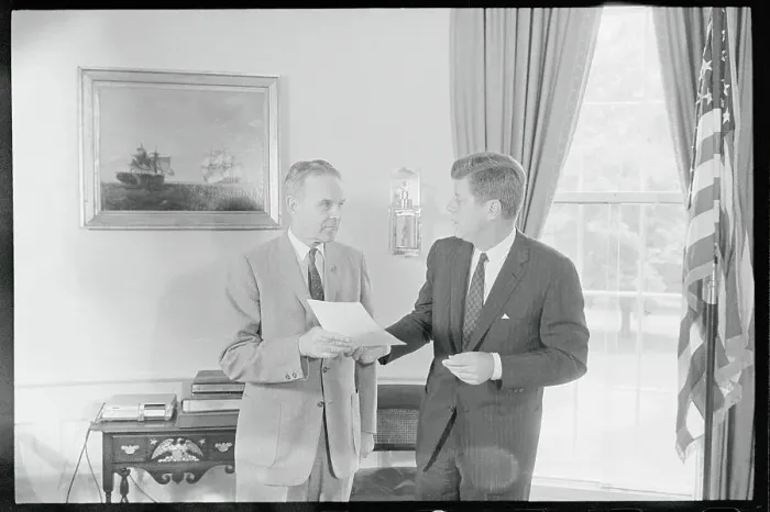 Framed Print : President Kennedy with General Maxwell D. Taylor