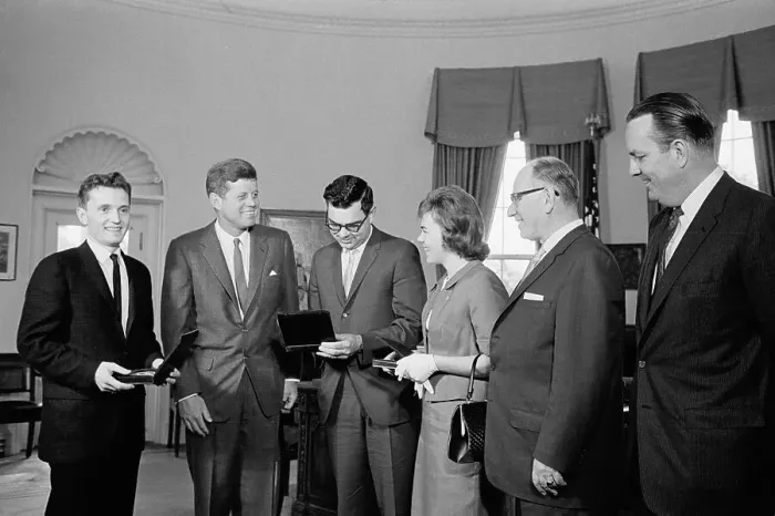 Framed Print : President Kennedy Giving Journalism Awards to Winners Framed Print : President Kennedy Giving Journalism Awards to Winners