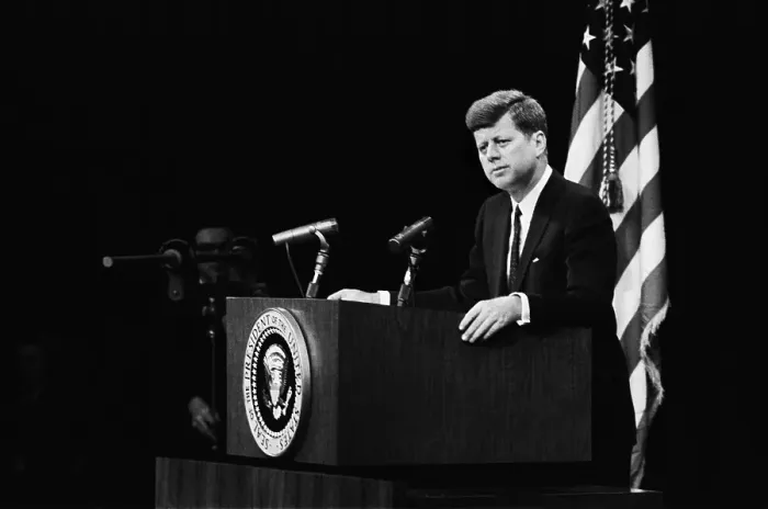 Framed Print : President Kennedy Holds A Press Conference