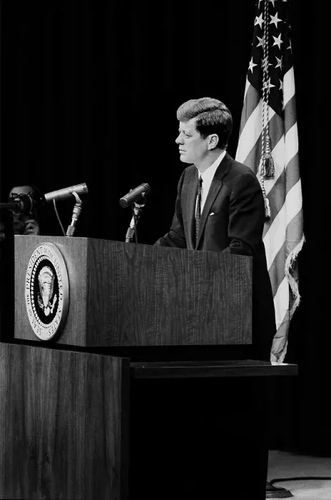 Framed Print : President Kennedy Holds A Press Conference