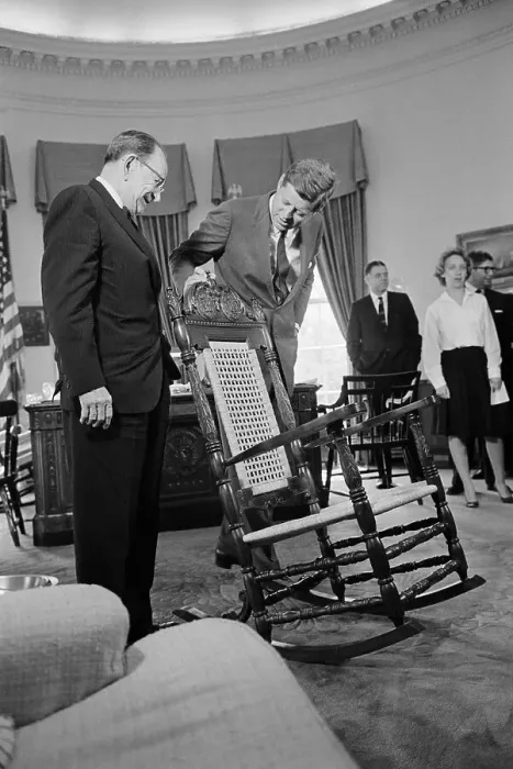 Framed Print : President Kennedy Inspecting Chair Framed Print : President Kennedy Inspecting Chair