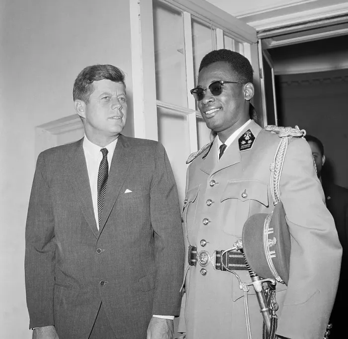 Framed Print : President Kennedy with Major General Joseph Mobutu Framed Print : President Kennedy with Major General Joseph Mobutu