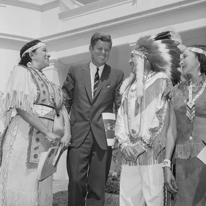 Framed Print : President Kennedy with Native American Representatives Framed Print : President Kennedy with Native American Representatives