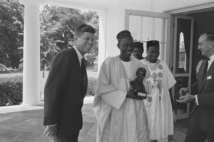 Framed Print : US President Kennedy and Nigerian Prime Minister Framed Print : US President Kennedy and Nigerian Prime Minister