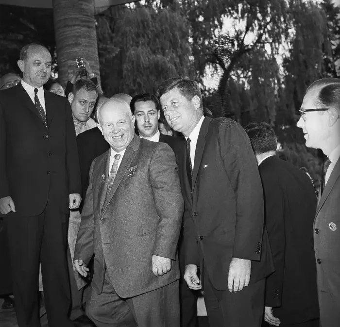 Framed Print : President Kennedy with Premier Khrushchev Framed Print : President Kennedy with Premier Khrushchev