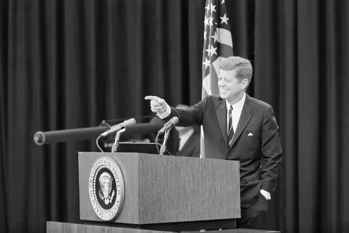 Framed Print : President Kennedy at Press Conference