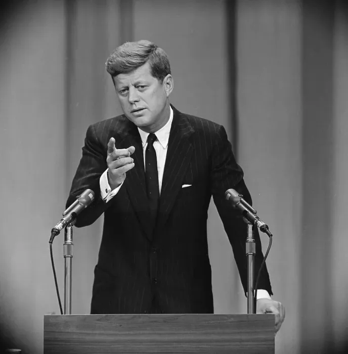 Framed Print : President Kennedy at Press Conference Framed Print : President Kennedy at Press Conference