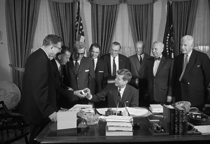 Framed Print : President Kennedy Receiving Gift