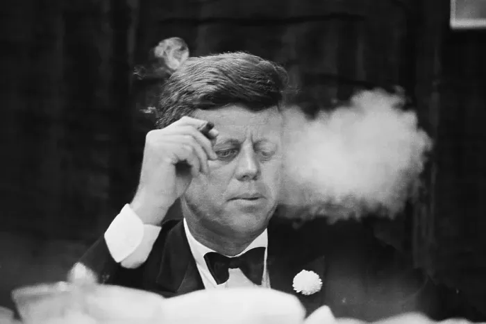 Framed Print : President Kennedy Smoking Cigar Framed Print : President Kennedy Smoking Cigar