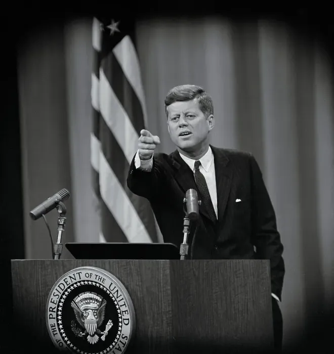 Framed Print : President Kennedy Taking Questions Framed Print : President Kennedy Taking Questions