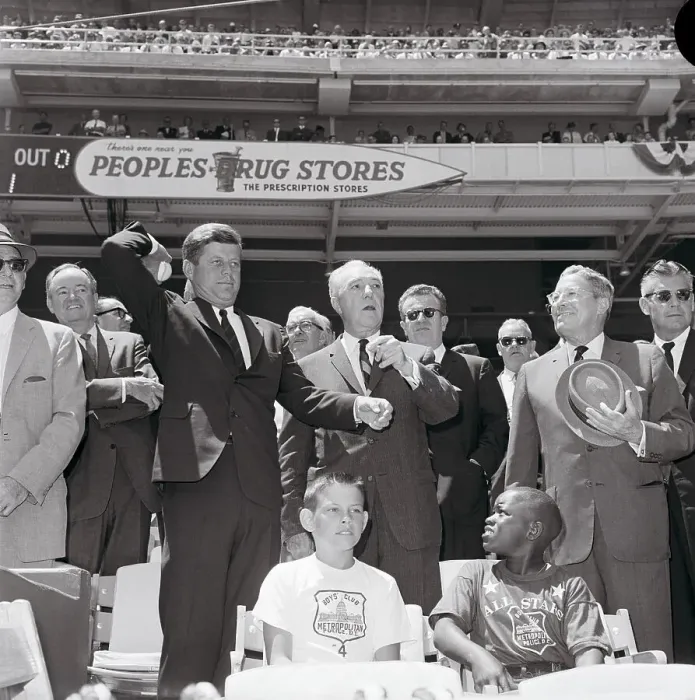 Framed Print : President Kennedy Tossing Ball at All-Star Game Framed Print : President Kennedy Tossing Ball at All-Star Game