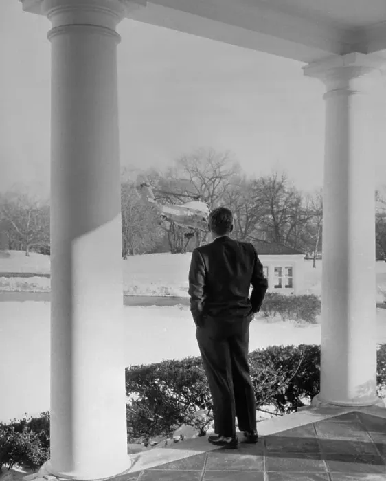 Framed Print : President Kennedy Watching Helicopter Framed Print : President Kennedy Watching Helicopter