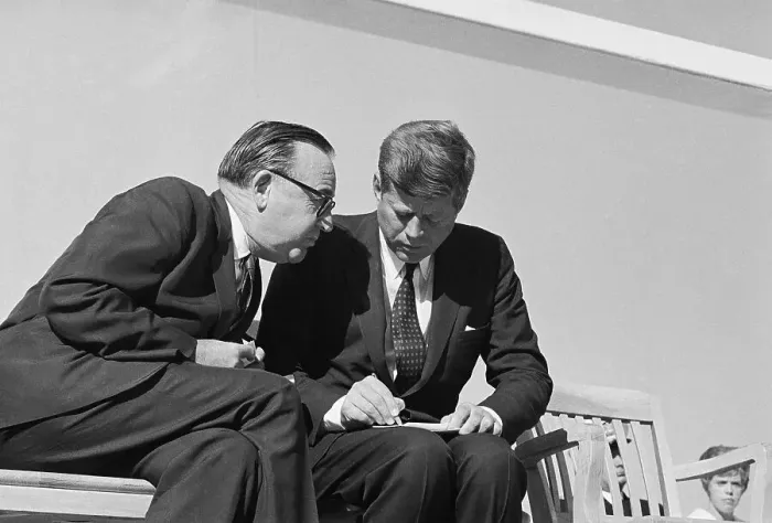 Framed Print : President Kennedy Writing Note to Pat Brown Framed Print : President Kennedy Writing Note to Pat Brown