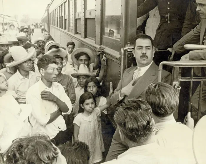 Framed Print : President Lazaro Cardenas of Mexico at Train Station Framed Print : President Lazaro Cardenas of Mexico at Train Station