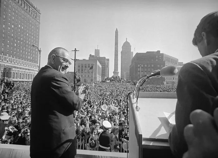 Framed Print : President Lyndon Johnson Applauding Robert Kennedy Framed Print : President Lyndon Johnson Applauding Robert Kennedy
