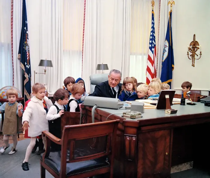 Framed Print : President Lyndon Johnson Enertaining Youngsters Framed Print : President Lyndon Johnson Enertaining Youngsters