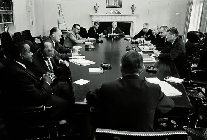 Framed Print : President Lyndon Johnson Meeting with Advisors