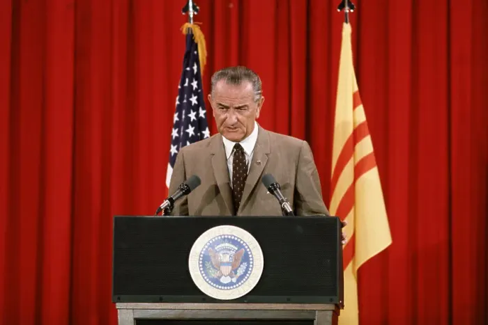 Framed Print : President Lyndon Johnson Speaking at Podium Framed Print : President Lyndon Johnson Speaking at Podium