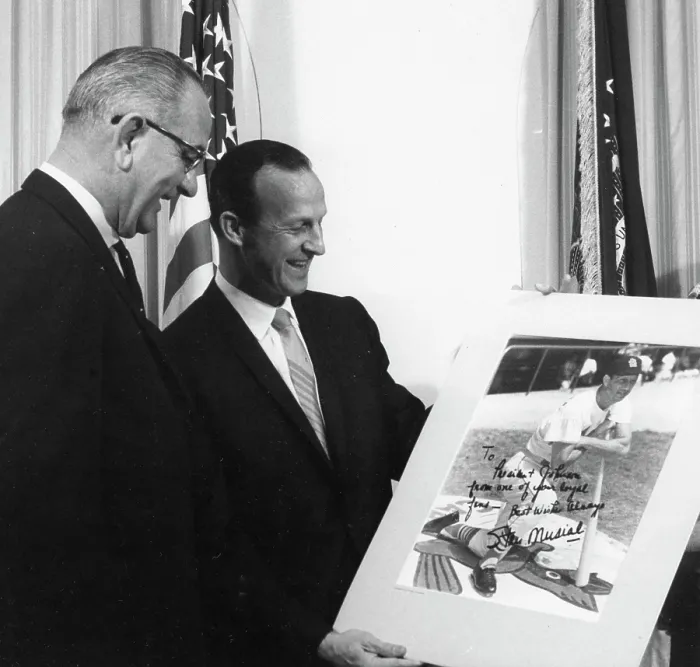 Framed Print : President Lyndon Johnson & Stan Musial At The White House Framed Print : President Lyndon Johnson & Stan Musial At The White House