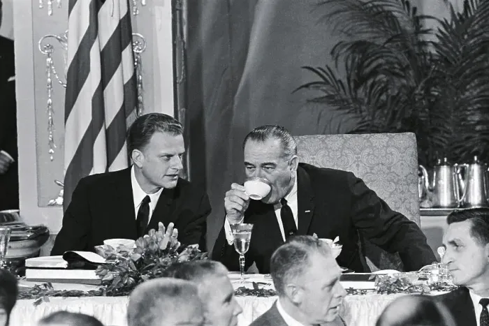 Framed Print : President Lyndon Johnson Talking With Billy Graham