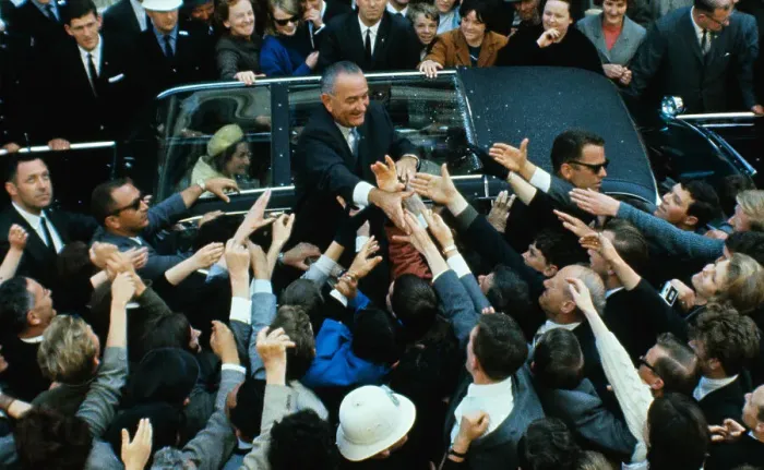 Framed Print : President Lyndon Johnson and His Wife Riding in Car Framed Print : President Lyndon Johnson and His Wife Riding in Car