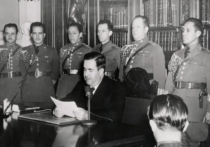 Framed Print : President Manuel Avila Camacho Giving His Speech on War Against Japan