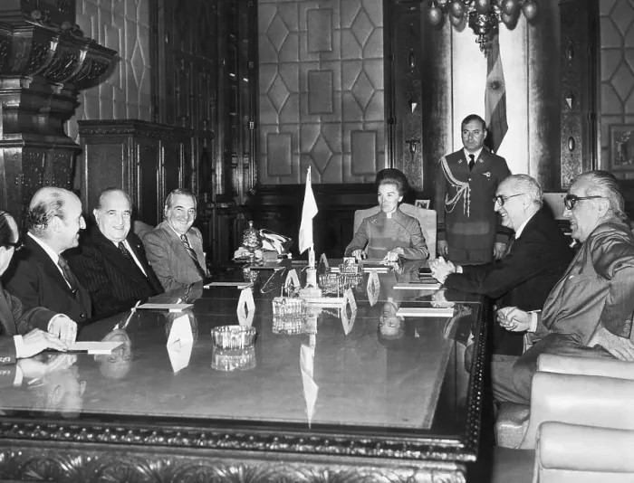 Framed Print : President Maria Peron Meets with Leaders Framed Print : President Maria Peron Meets with Leaders