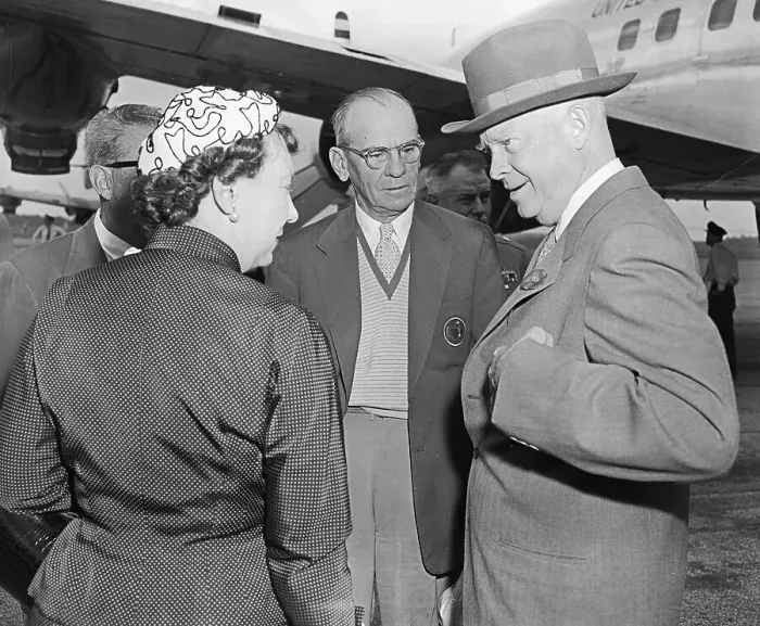 Framed Print : President and Mrs. Eisenhower Being Greeted by Clifford Roberts Framed Print : President and Mrs. Eisenhower Being Greeted by Clifford Roberts